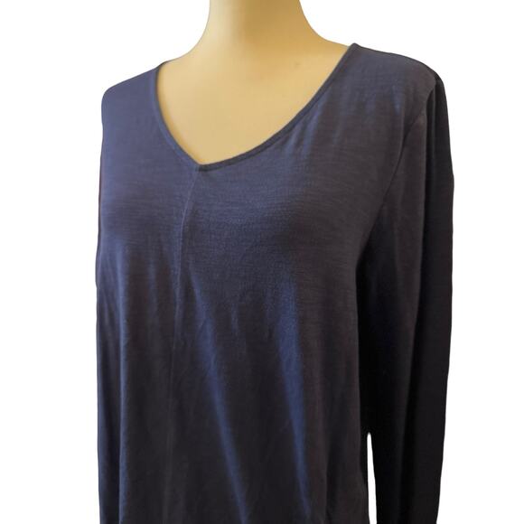 J.Jill Blue Stretch Cotton Blend Long Sleeve Top with Pockets, Size Medium - Picture 2 of 7
